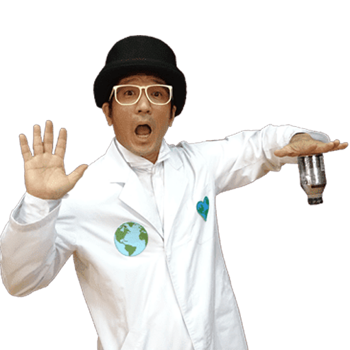 左手のひらにのせたボトル缶が逆さまにしても落ちない様子